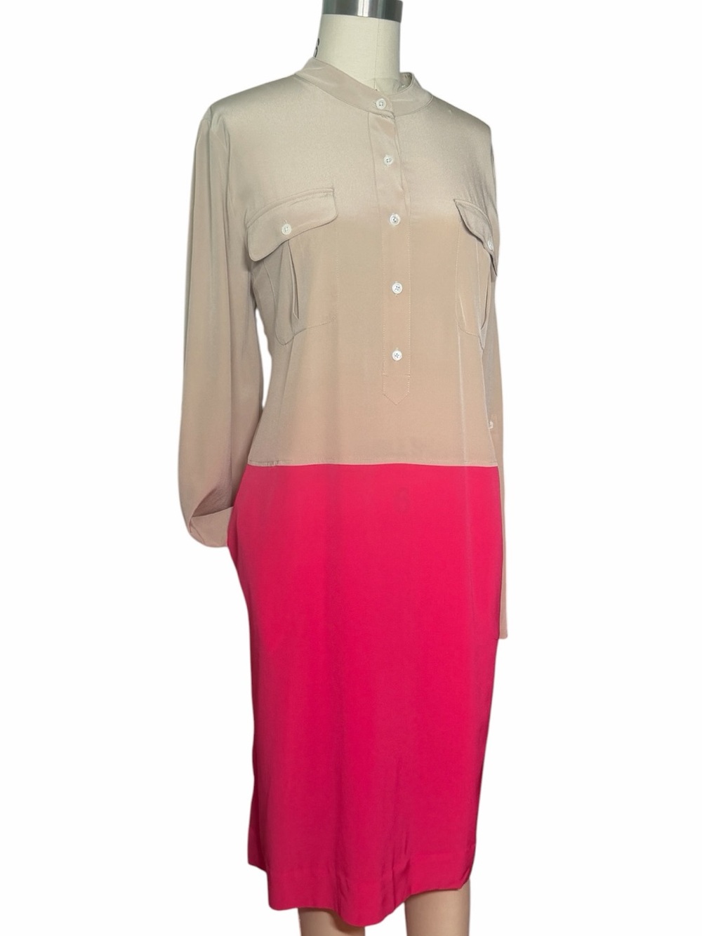 Per Se by Carlisle Street Fair 100% Silk Colorblock Shirt Dress Size 12 NWT